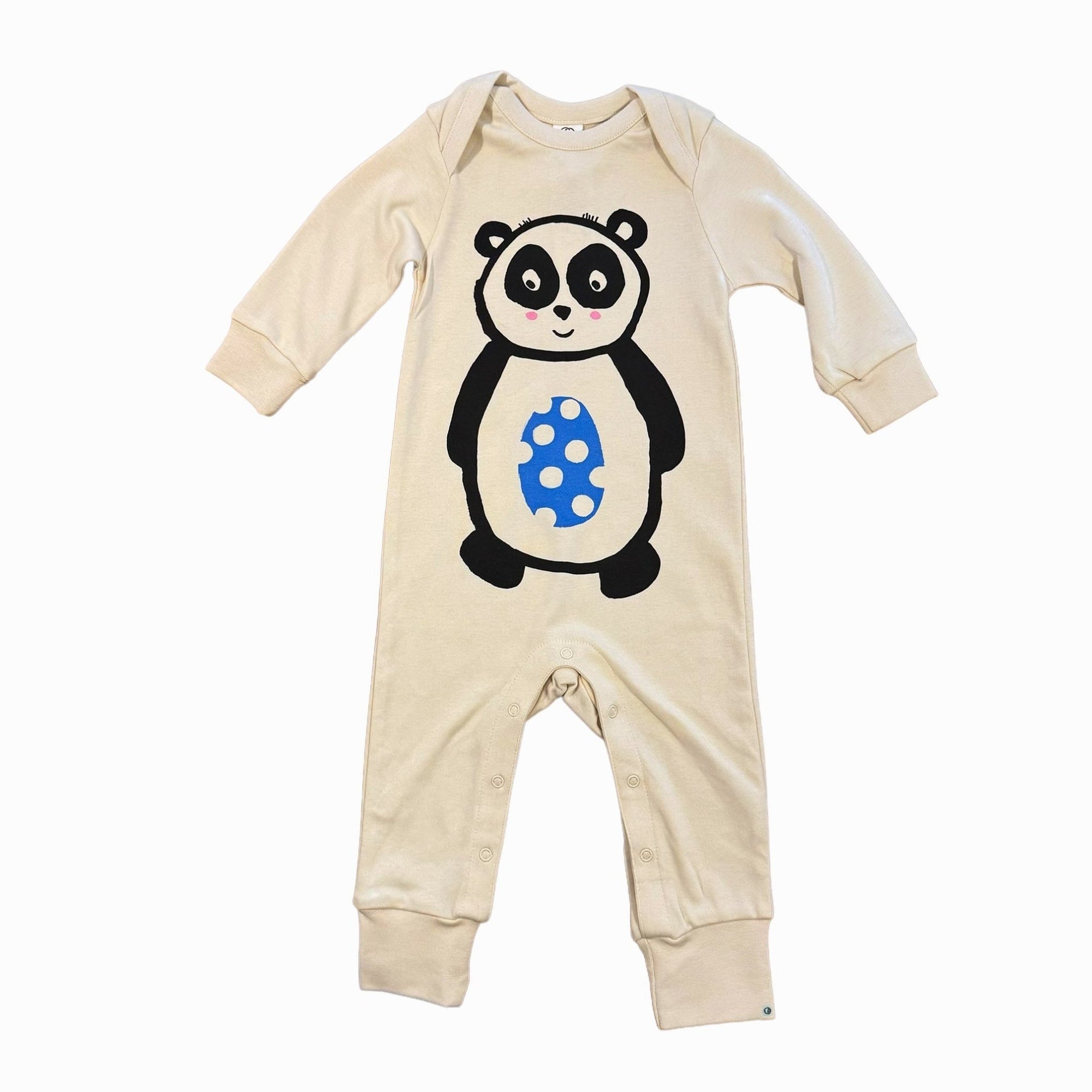 Baby Romper - Long Sleeve - Panda - Cream - Gift & Gather