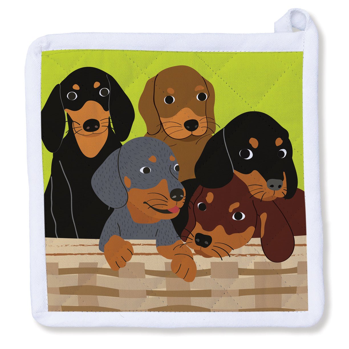 Pot Holder - Dachshunds In The Basket - Gift & Gather
