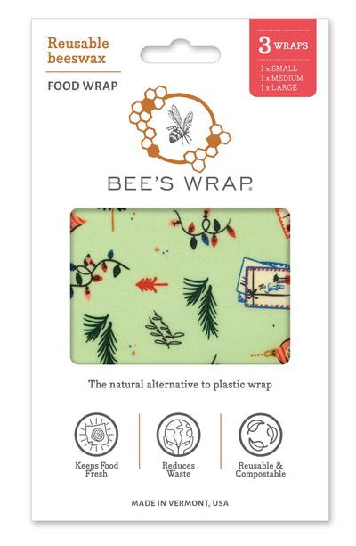 Bee's Wrap - Assorted 3 Pack - Holiday Buzz Print - Limited Edition - Gift & Gather