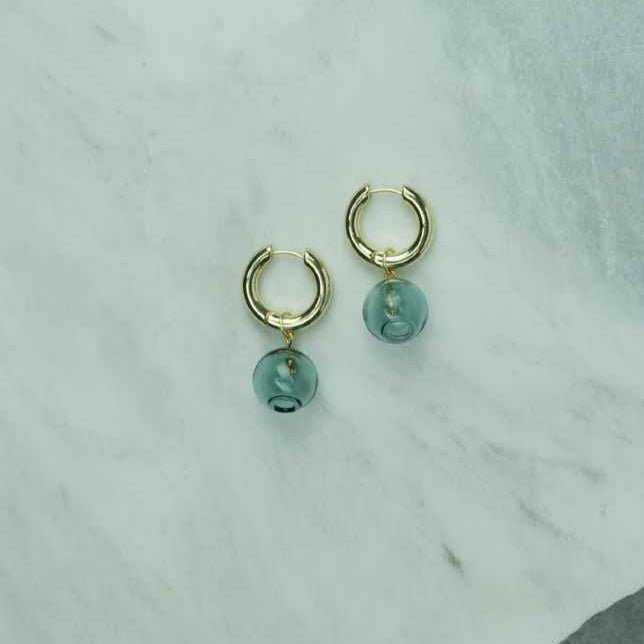 Earrings - Chunky Hoop With Glass Bead - Gift & Gather
