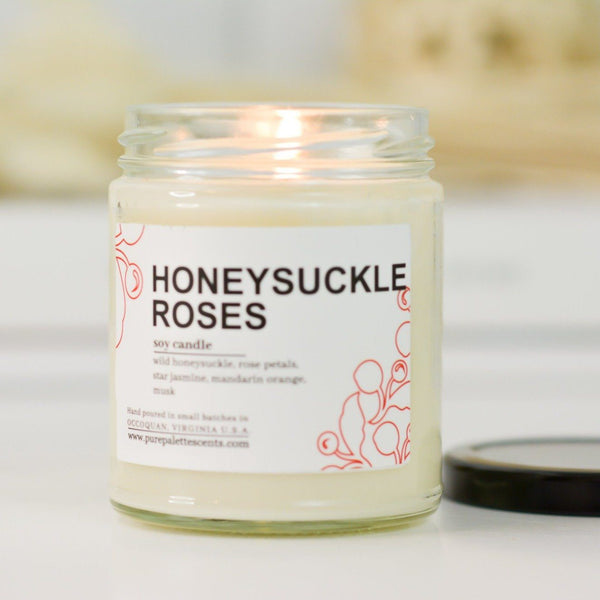 Soy Candle Jar - Honeysuckle & Roses - Gift & Gather