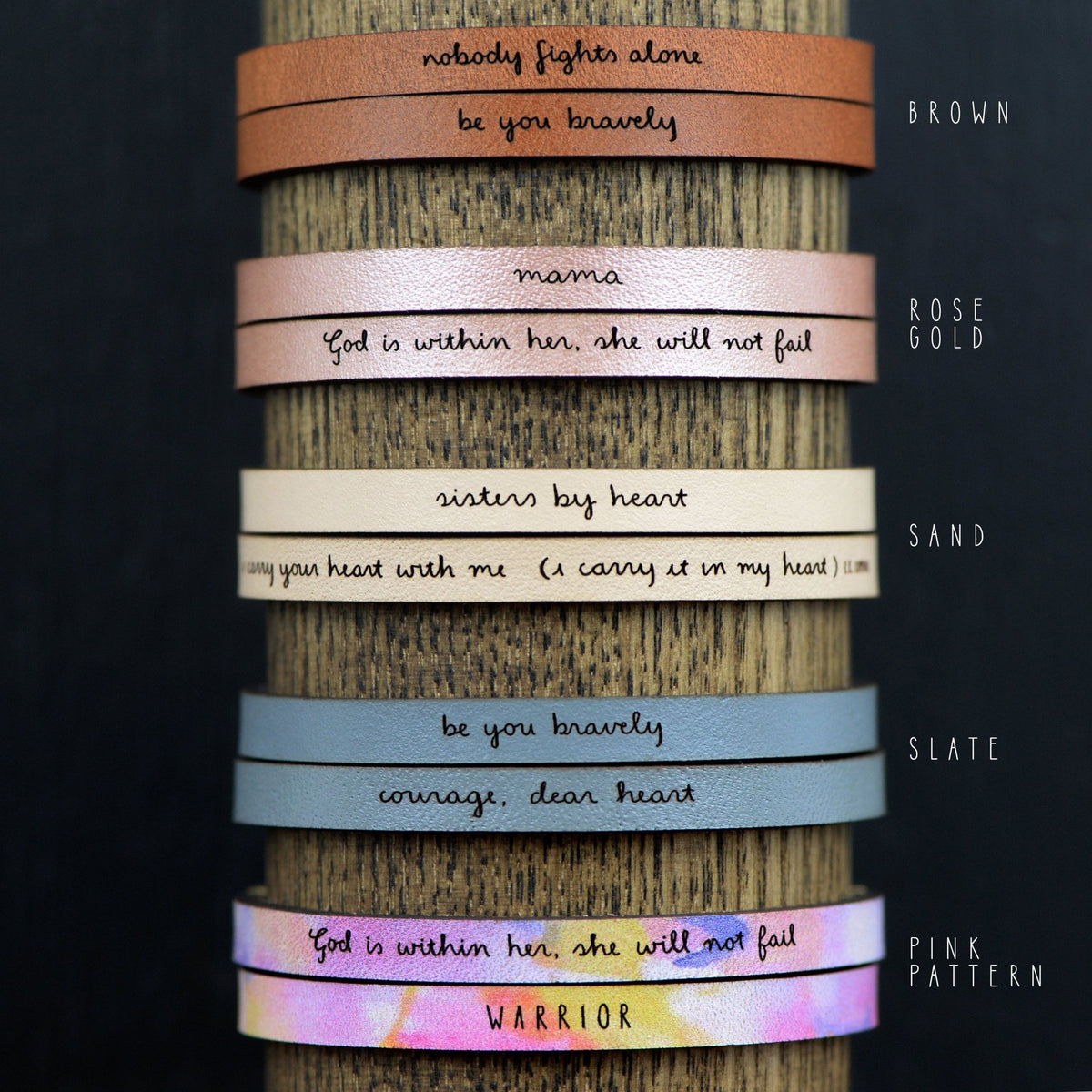 Leather Empowerment Bracelet - You Are Stronger - Gift & Gather