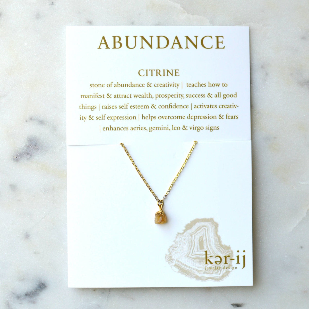 Necklace - Healing Stone on Quote Cards - Gift & Gather