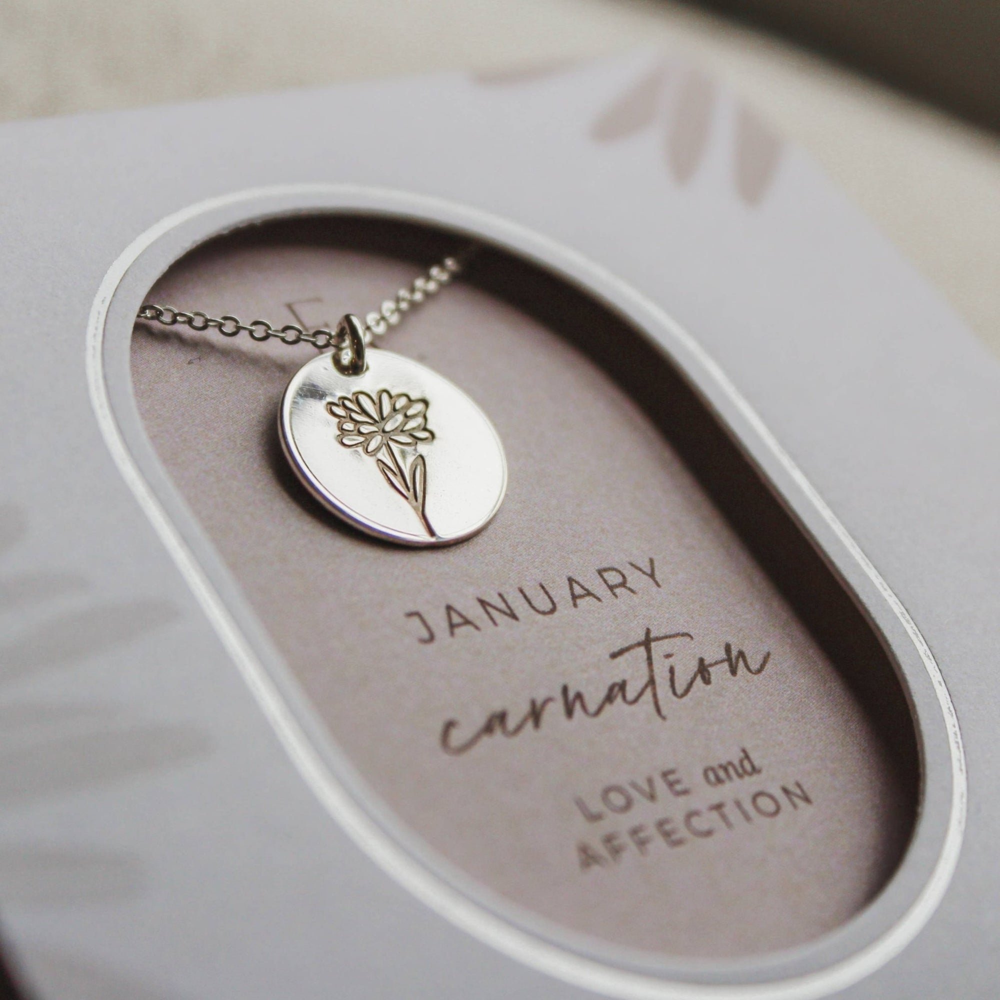 Necklace - January Birth Flower - Carnation - Gift & Gather