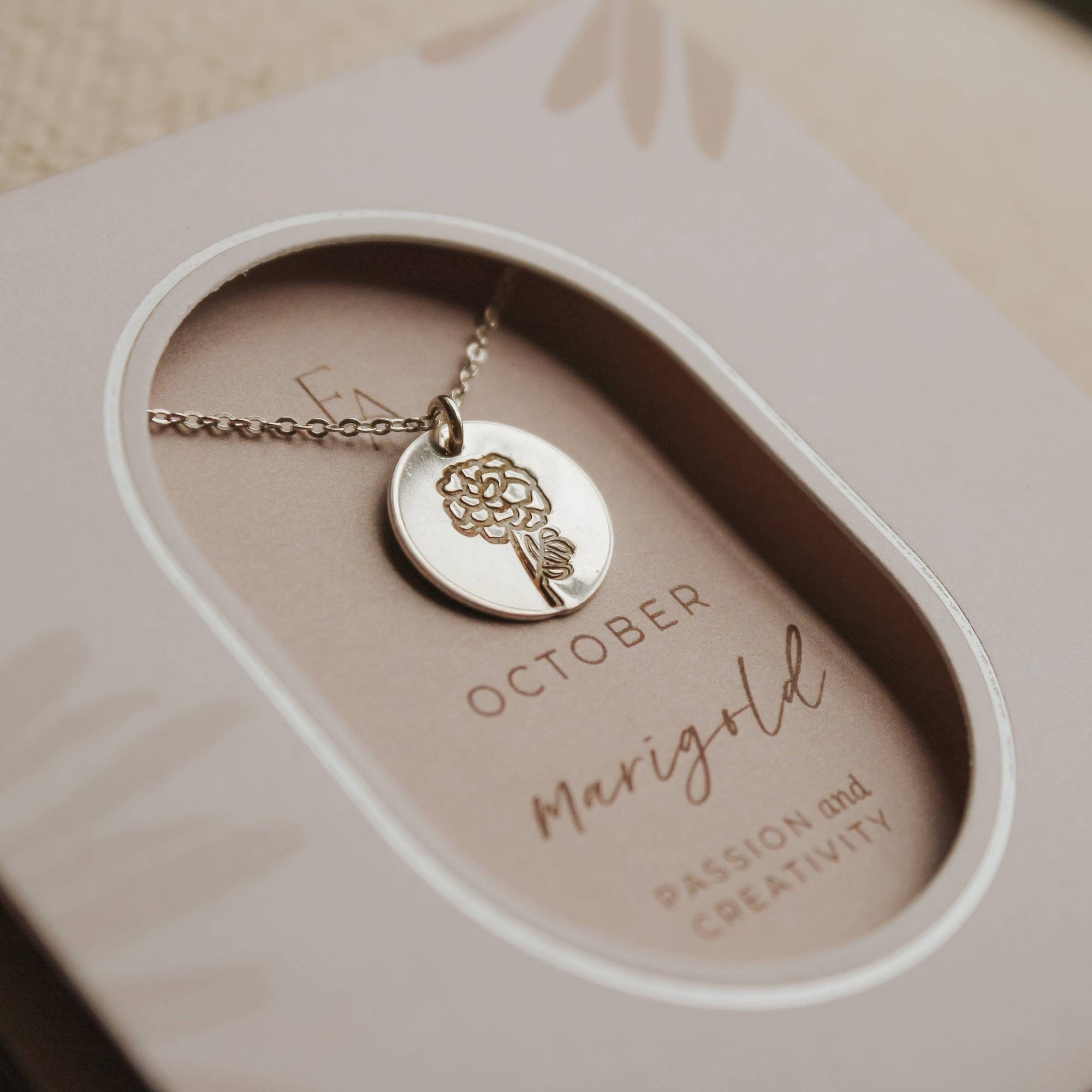 Necklace - October Birth Flower - Marigold - Gift & Gather