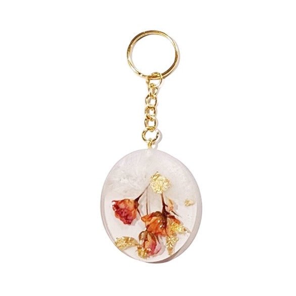 Infused Moments Artistry Resin Keychain - Round Gold & Turquoise