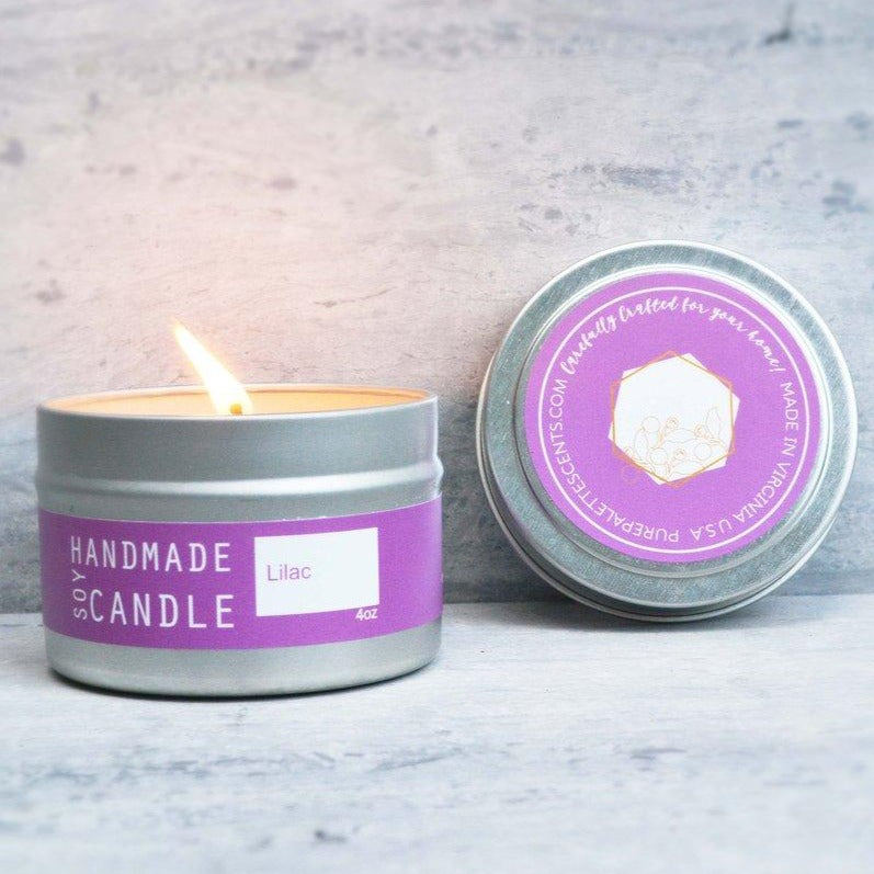 Soy Candle - 4oz Tin - Lilac - Gift & Gather