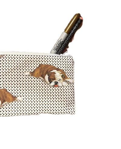 Spotted Cotton Bulldog Cosmetic Pouch for Dog Lover