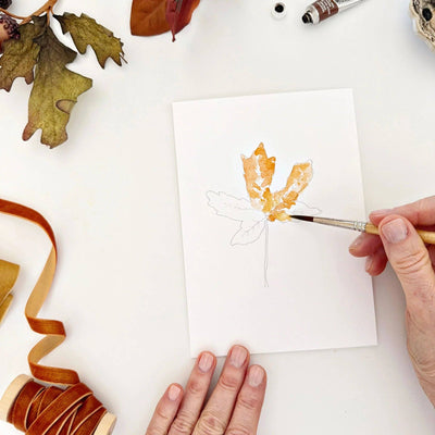 Paintable Notecards - Fall Leaves