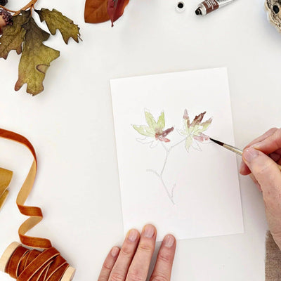 Paintable Notecards - Fall Leaves