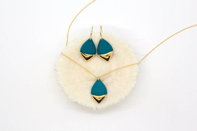 Gold Dipped Marquise Necklace: Orange Red