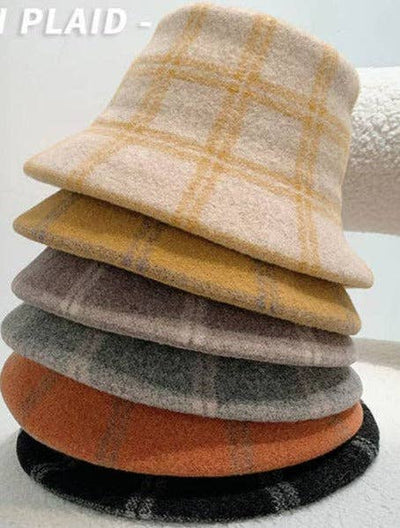 Bucket Hat - Plaid Wool - Black
