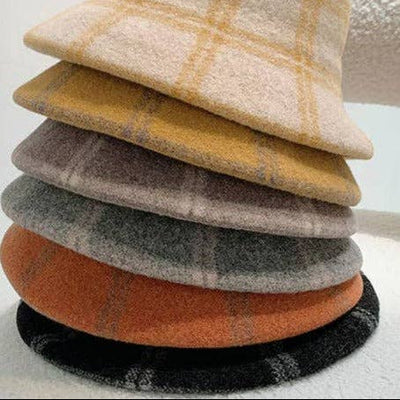Bucket Hat - Plaid Wool - Orange