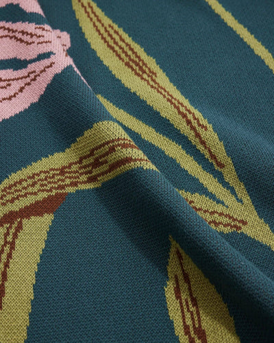 Flora Vision - Knit Throw Blanket - Cotton - Made in USA: BlueGrass in Egyptian Cotton