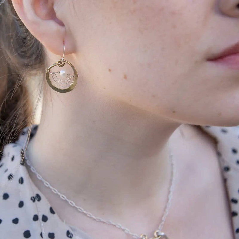 Earrings - Hoops - Droplet Pearl