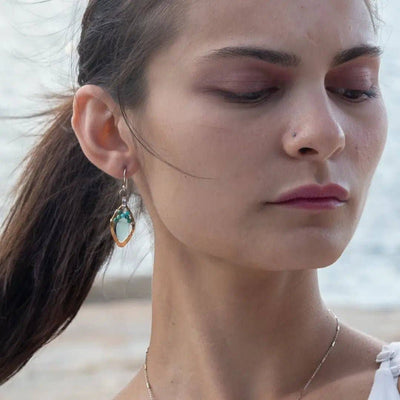 Earrings - Turquoise Summer Leaves