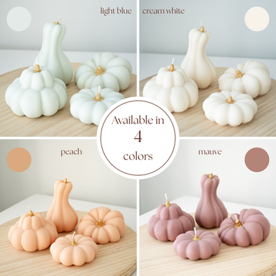 Autumn Pumpkin Decorative Candle Set | Elegant Fall Decor: Cream White