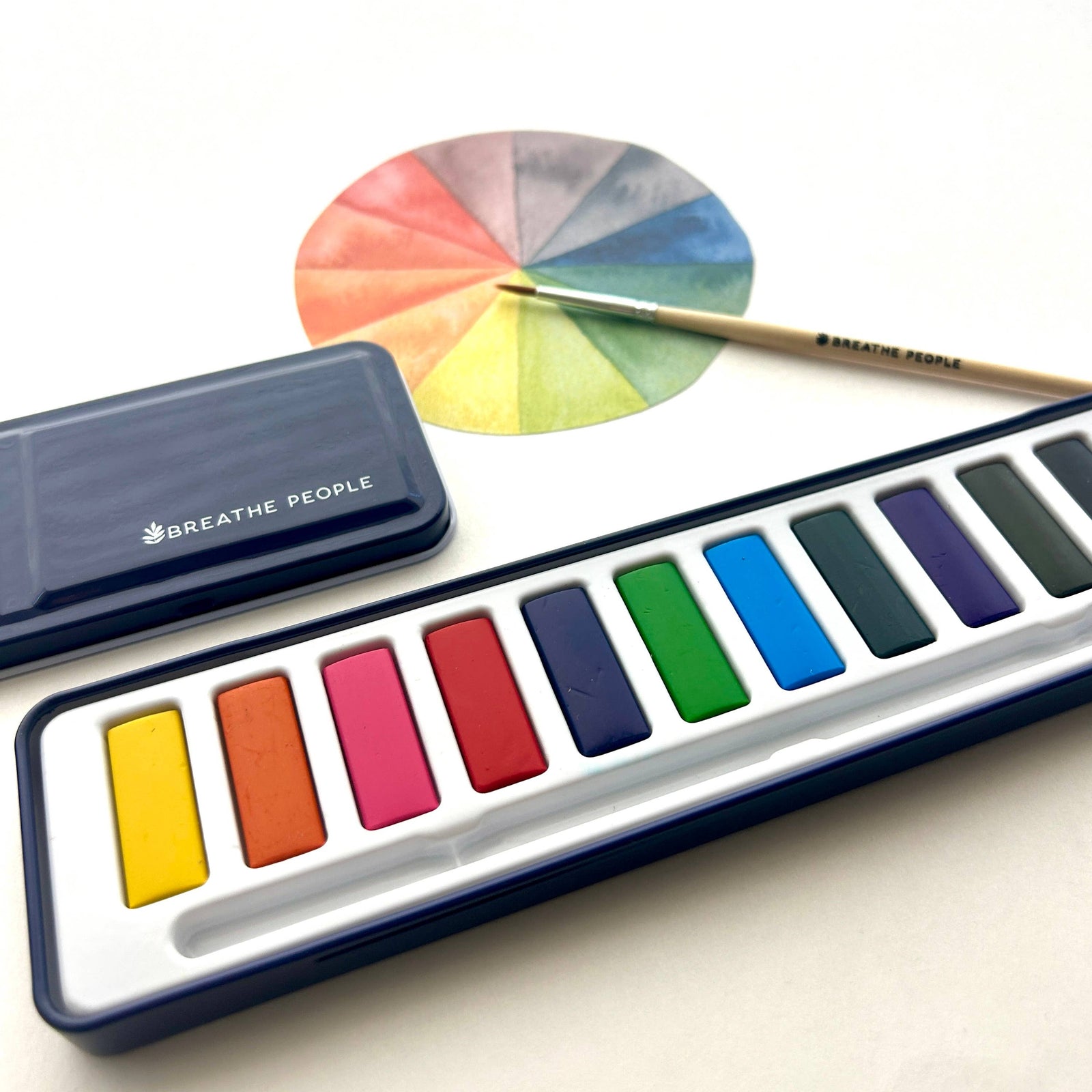 Watercolor Set- 12 Artist Grade Colors + Wood Brush