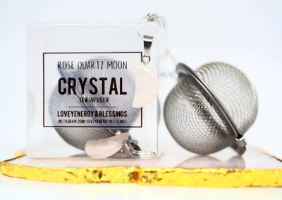 Tea Infuser - Rose Quartz Crescent Moon Crystal