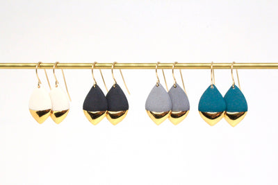 Gold Dipped Marquise Earrings: Teal