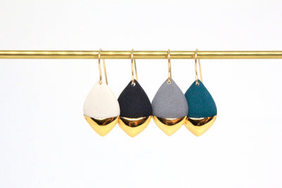 Gold Dipped Marquise Earrings: Teal