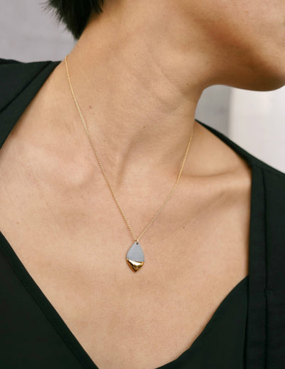 Gold Dipped Marquise Necklace: Orange Red
