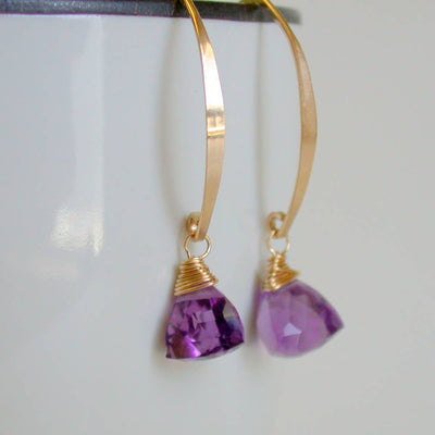 Earrings - Amethyst Pyramids