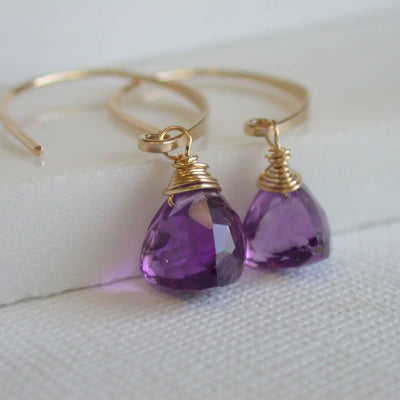 Earrings - Amethyst Pyramids