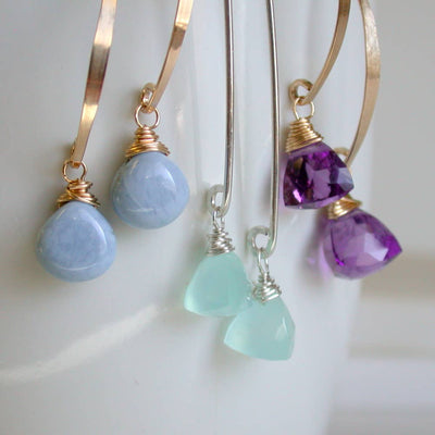 Earrings - Amethyst Pyramids