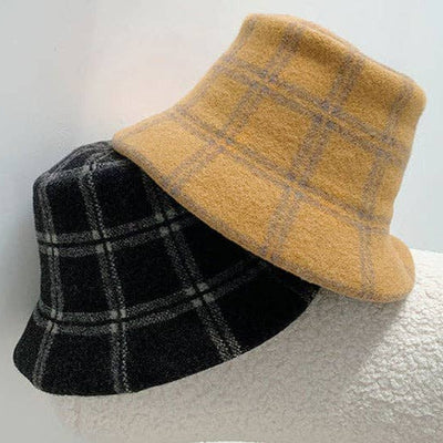 Bucket Hat - Plaid Wool - Mustard