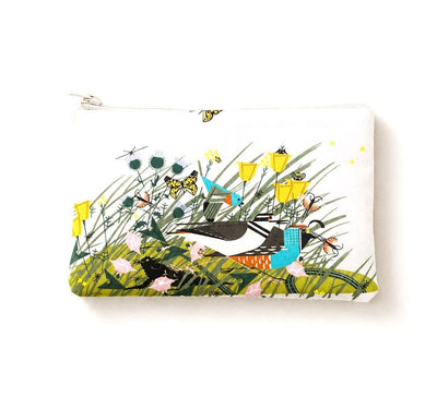 Bird Fabric Zipper Pouch for Cosmetics and Coins