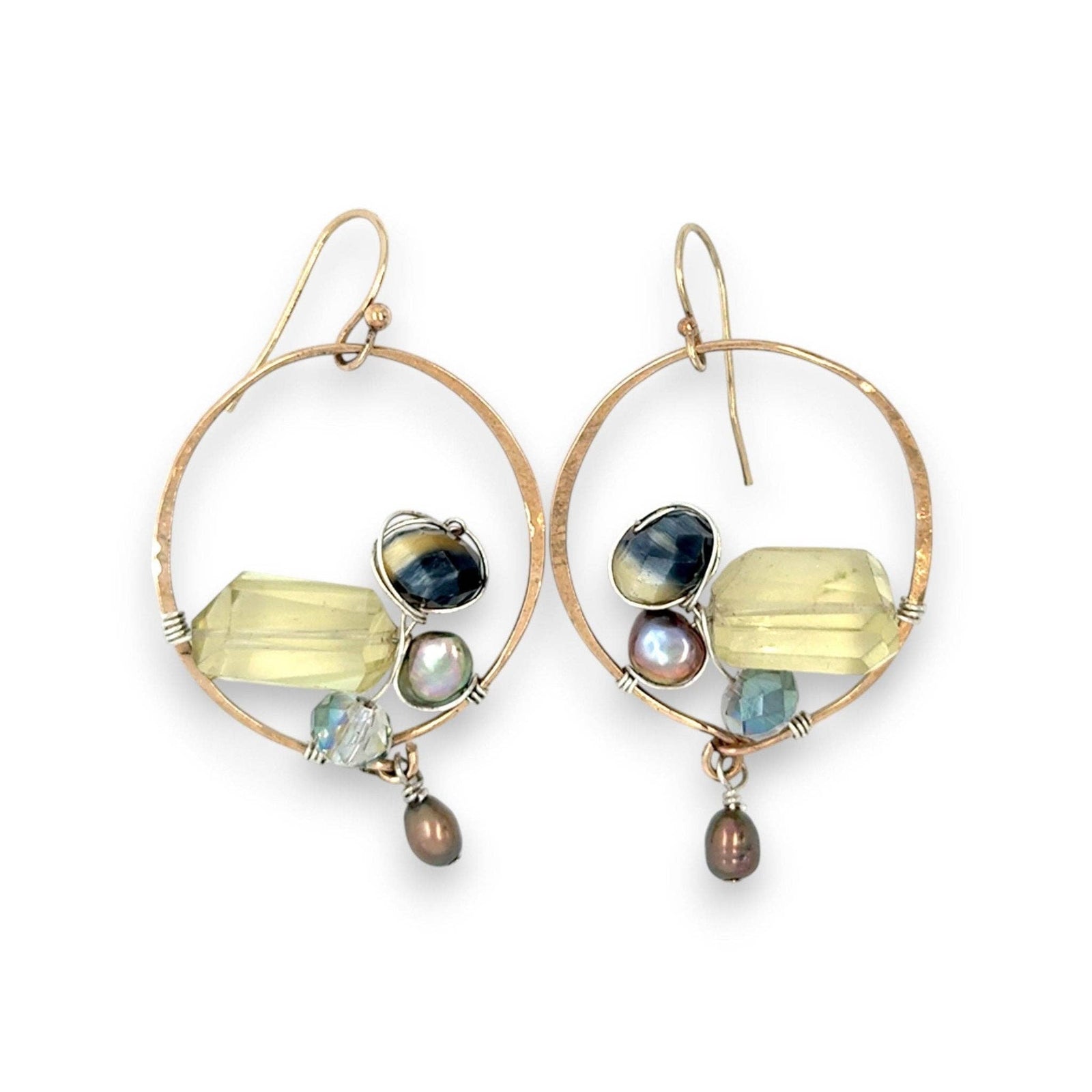 Earrings - Hoops - Embroidered Quartz