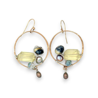 Earrings - Hoops - Embroidered Quartz