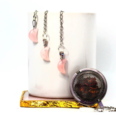 Tea Infuser - Rose Quartz Crescent Moon Crystal