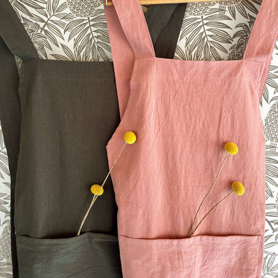 Cross Back Apron - Dusty Rose Pink