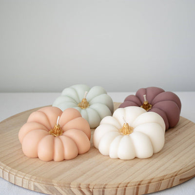 Autumn Pumpkin Decorative Candle Set | Elegant Fall Decor: Cream White