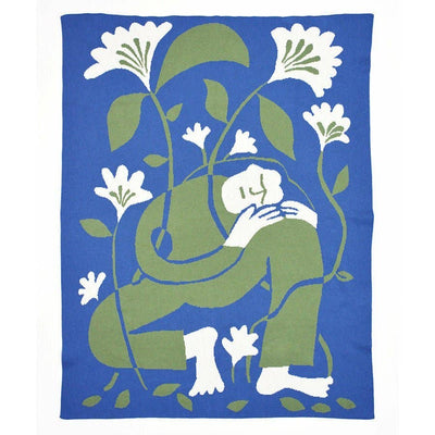 Grow  - Knit Throw Blanket - Cotton - Made in USA: Jade in Egyptian Cotton