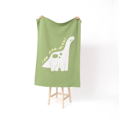 Friendly Giant - Knit Baby & Kid Blanket - Cotton - USA Made: Dino Dreams in Egyptian & Organic Cotton Blend
