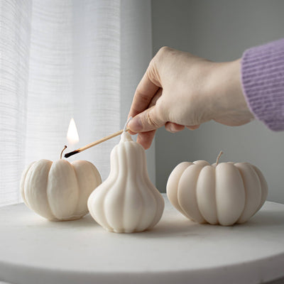 Pumpkin Shaped Soy Candle, Fall Squash Candle Decor: Large Pumpkin