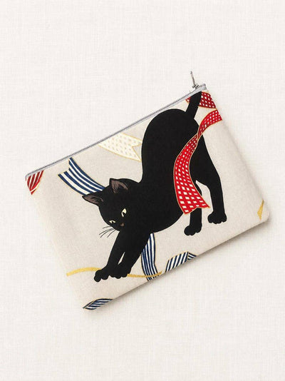 Black Cat Pouch, Make Up Bag, Pencil Case, Pouch, Coin Purse, Cat Pouch, Zipper Bag, Zipper pouch, Fabric Pouch, Cosmetic Bag