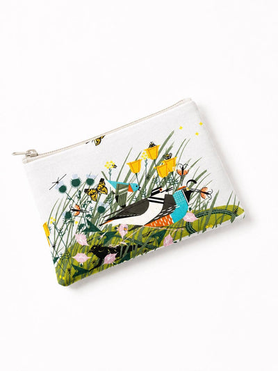 Bird Fabric Zipper Pouch for Cosmetics and Coins
