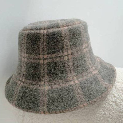 Bucket Hat - Plaid Wool - Grey
