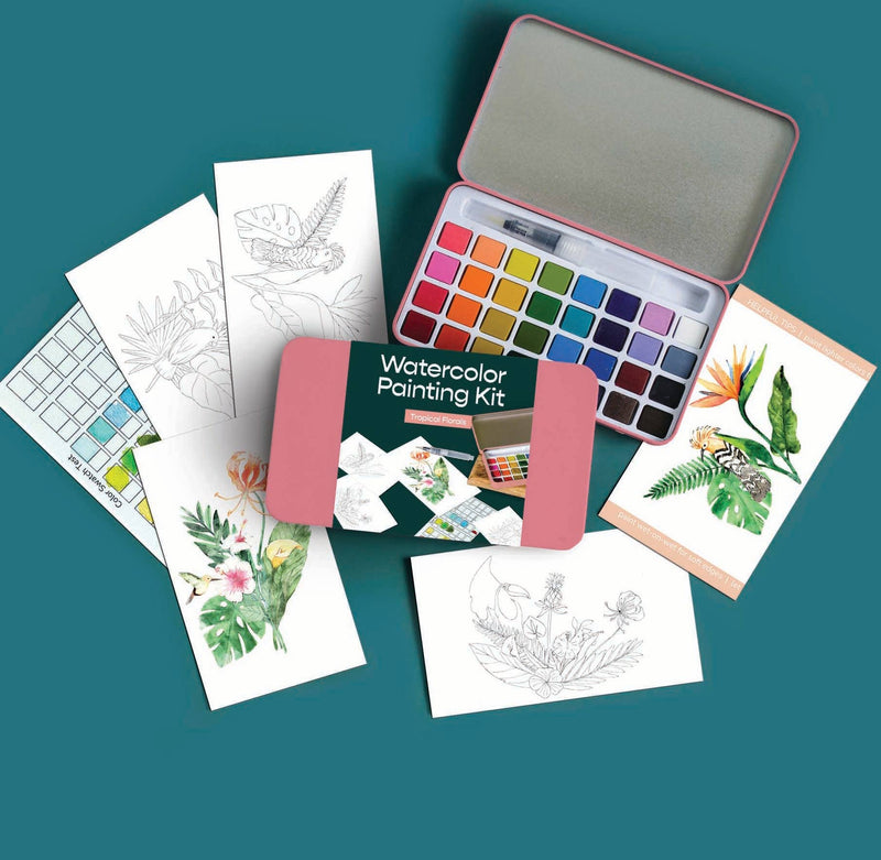 Watercolor Painting Kit - Tropical Florals