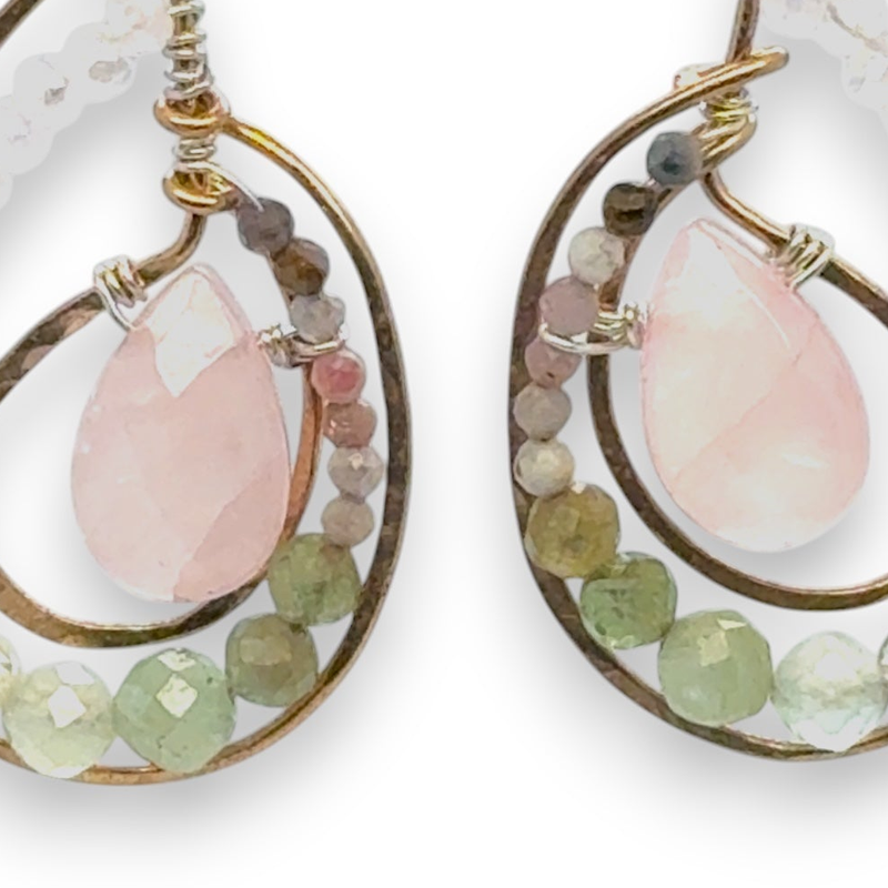 Earrings -  Lily Pad Rose Quartz