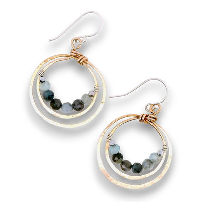 Earrings - Hoops - Aquamarine Inner Circle