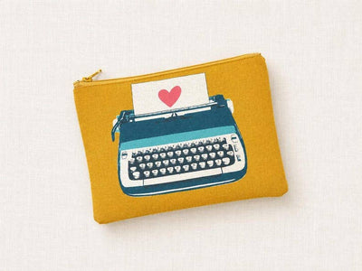 Pencil Case, Cosmetic Bag, Make Up Pouch, Zipper Pouch, Fabric Pouch, Writer Pouch, Ruby Star Society Typewriter