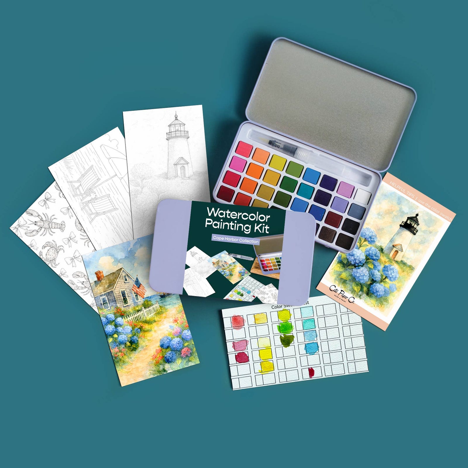 Watercolor Painting Kit - Cape Harbor