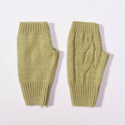 Wool Cable Knit Hat / Fingerless Gloves *Sold separately: Hat / Mustard