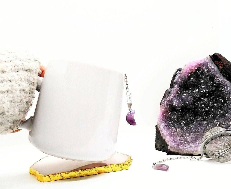 Tea Infuser - Crescent Moon Amethyst Crystal