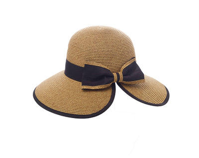 Split Back Sunhat: Natural/Navy